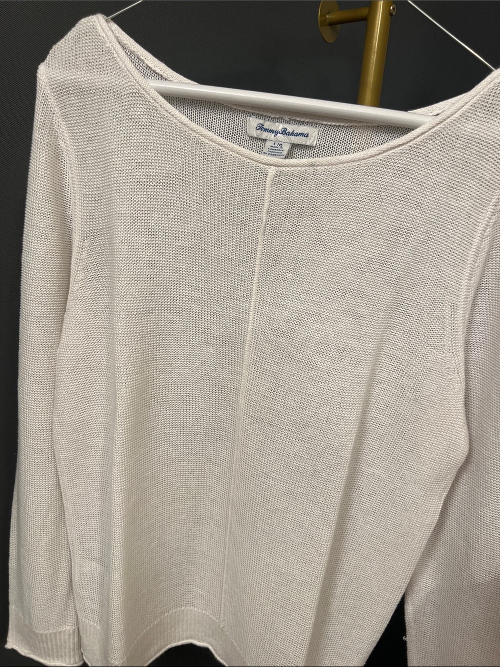 Tommy Bahama Light Cream Scoop Neck Linen Knit Sweater